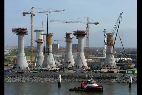 6 of the 54 turbine foundations at Belgium's  Thornton Bank OWF are concrete gravity bases